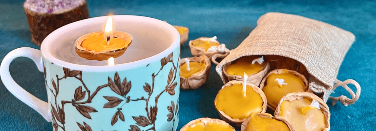 Velas Flotantes Nueces Cera Miel Natural Velas Flotantes de Nogal