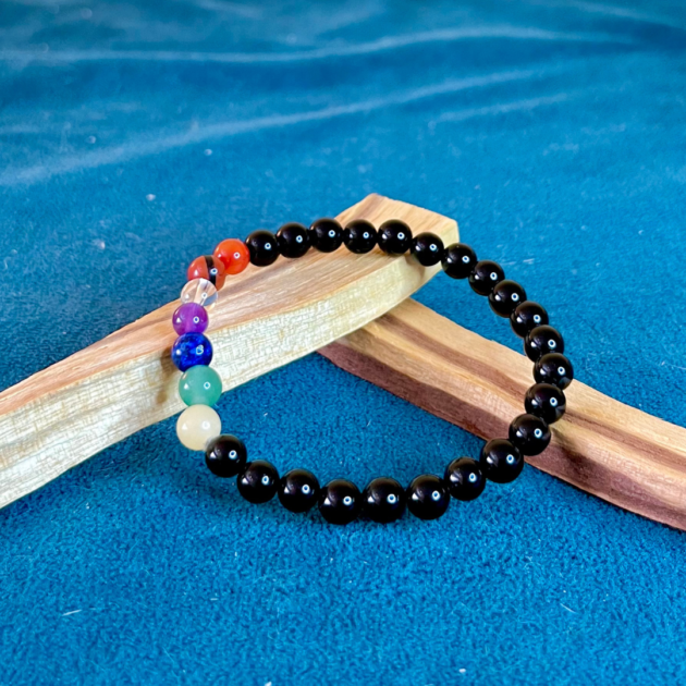 Pulsera Obsidiana 7 Chakras Ritualizada 6mm